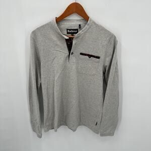 BARBOUR Men's Grey Henley Long Sleeve Shirt // S